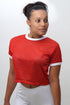 Main Breeze cropped jersey ringer, red/white