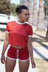 Main Breeze cropped jersey ringer, red/white