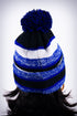 Forever Finer pom-pom beanie, blue striped