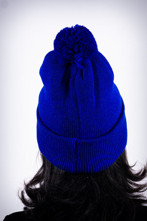 Peace Dove pom-pom beanie, blue