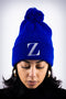 Z for Zeta pom-pom beanie, blue