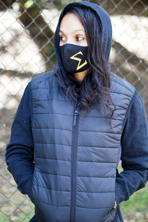 Protected! Σ (gold) mouth mask, black