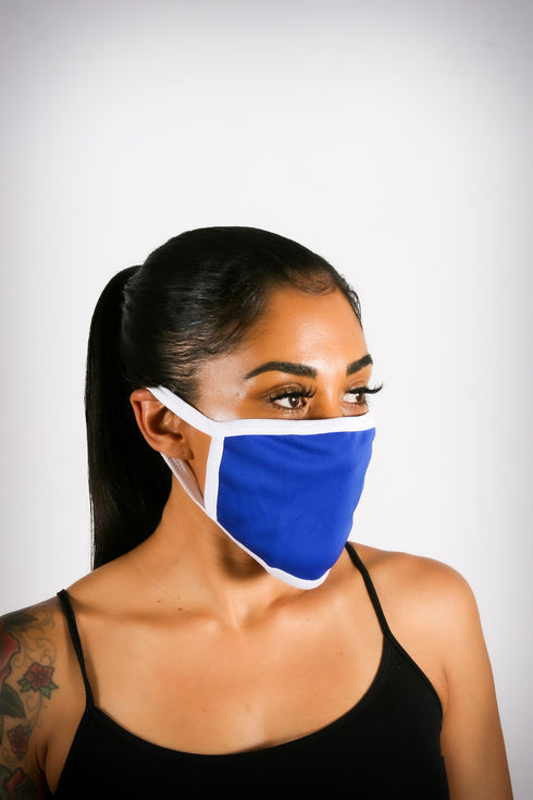 Covered! Solid mouth mask, blue/white