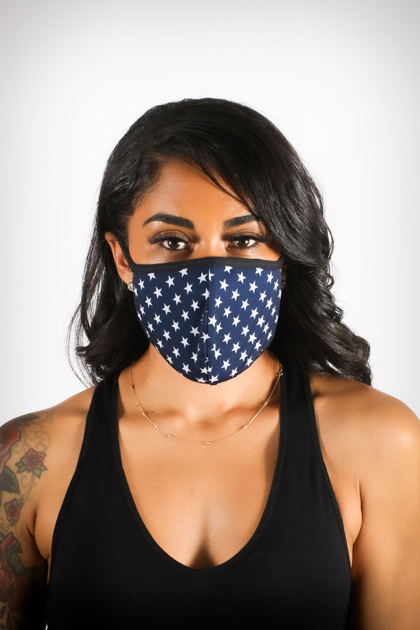 Covered! Small Stars mouth mask, blue
