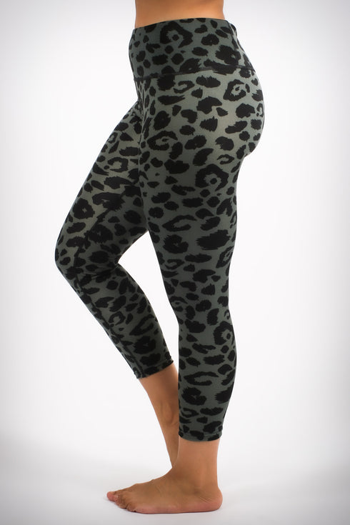 Leopard Love premium 7/8 leggings, grey