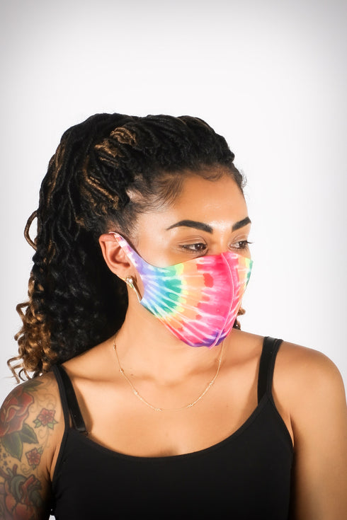 Covered! Tie-Dizzle mouth mask, blazed